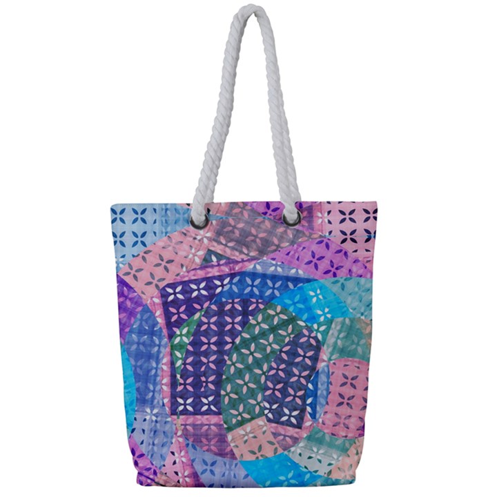 Boho Patchwork Full Print Rope Handle Tote (Small)