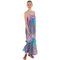 Boho Patchwork Cami Maxi Ruffle Chiffon Dress by SpinnyChairDesigns