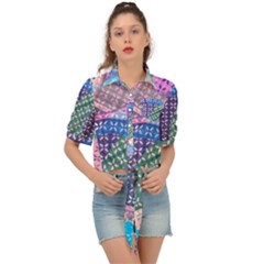 Boho Patchwork Tie Front Shirt  by SpinnyChairDesigns