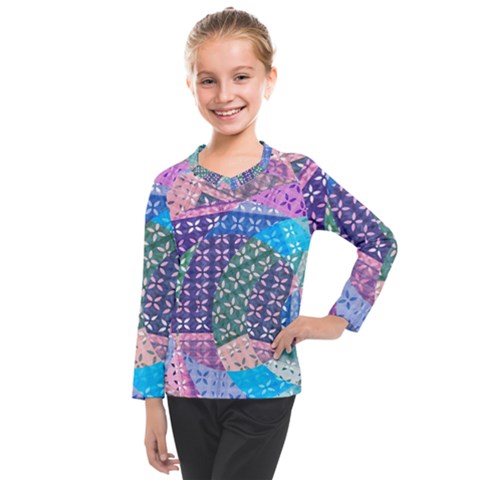 Boho Patchwork Kids  Long Mesh Tee by SpinnyChairDesigns