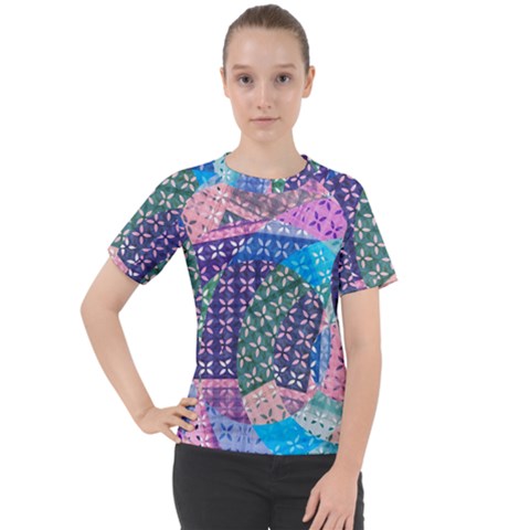 Boho Patchwork Women s Sport Raglan Tee by SpinnyChairDesigns