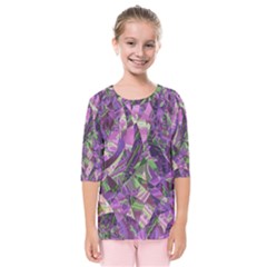 Boho Violet Mosaic Kids  Quarter Sleeve Raglan Tee