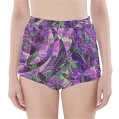 Boho Violet Mosaic High-waisted Bikini Bottoms by SpinnyChairDesigns