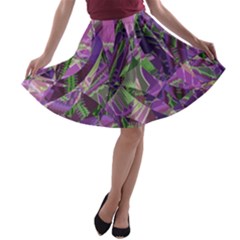 Boho Violet Mosaic A-line Skater Skirt by SpinnyChairDesigns