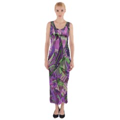 Boho Violet Mosaic Fitted Maxi Dress by SpinnyChairDesigns