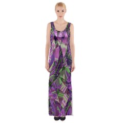 Boho Violet Mosaic Thigh Split Maxi Dress by SpinnyChairDesigns