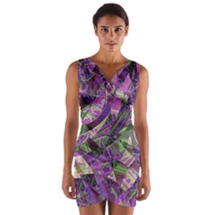 Boho Violet Mosaic Wrap Front Bodycon Dress by SpinnyChairDesigns