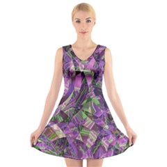 Boho Violet Mosaic V-neck Sleeveless Dress by SpinnyChairDesigns