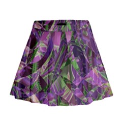 Boho Violet Mosaic Mini Flare Skirt by SpinnyChairDesigns