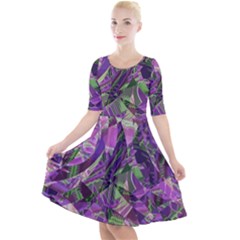 Boho Violet Mosaic Quarter Sleeve A-line Dress by SpinnyChairDesigns