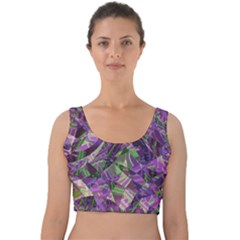 Boho Violet Mosaic Velvet Crop Top by SpinnyChairDesigns