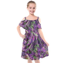 Boho Violet Mosaic Kids  Cut Out Shoulders Chiffon Dress by SpinnyChairDesigns