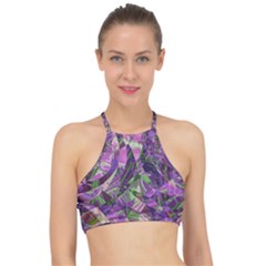 Boho Violet Mosaic Racer Front Bikini Top by SpinnyChairDesigns