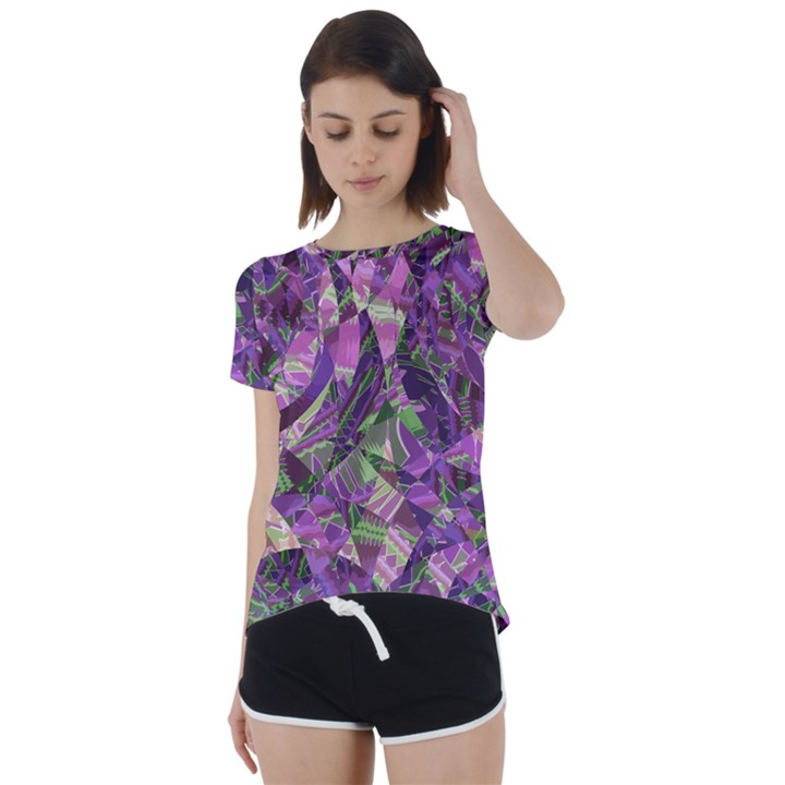 Boho Violet Mosaic Short Sleeve Foldover Tee