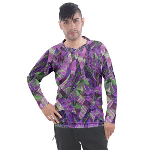 Boho Violet Mosaic Men s Pique Long Sleeve Tee by SpinnyChairDesigns