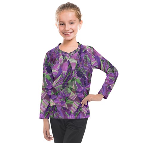 Boho Violet Mosaic Kids  Long Mesh Tee by SpinnyChairDesigns