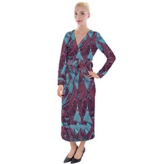 Boho Teal Wine Mosaic Velvet Maxi Wrap Dress by SpinnyChairDesigns