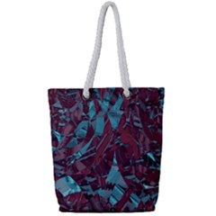 Boho Teal Wine Mosaic Full Print Rope Handle Tote (small) by SpinnyChairDesigns