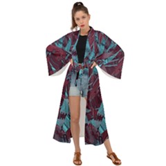 Boho Teal Wine Mosaic Maxi Kimono by SpinnyChairDesigns