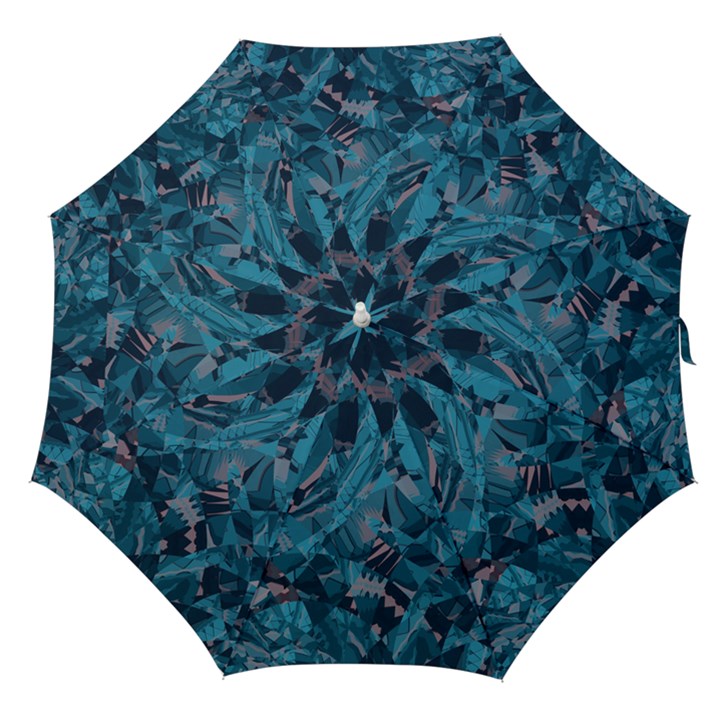 Boho Cerulean Blue Mosaic Straight Umbrellas