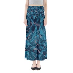 Boho Cerulean Blue Mosaic Full Length Maxi Skirt by SpinnyChairDesigns