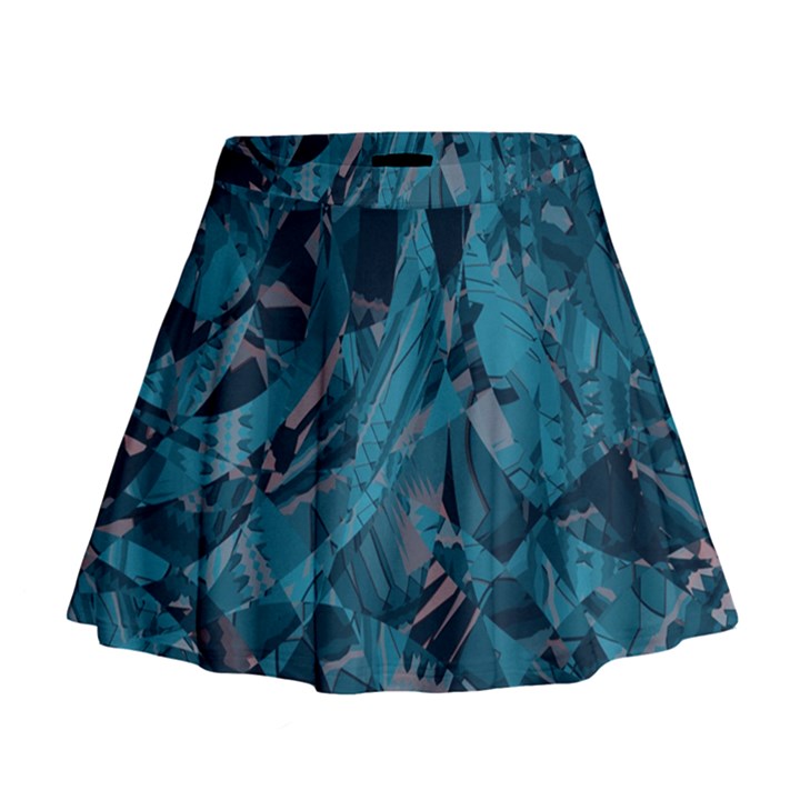 Boho Cerulean Blue Mosaic Mini Flare Skirt