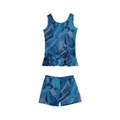 Boho Cerulean Blue Mosaic Kids  Boyleg Swimsuit