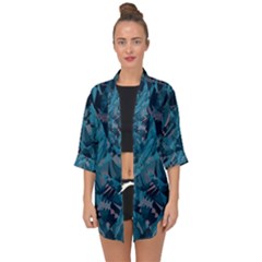 Boho Cerulean Blue Mosaic Open Front Chiffon Kimono by SpinnyChairDesigns