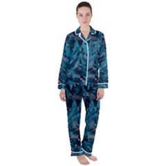 Boho Cerulean Blue Mosaic Satin Long Sleeve Pyjamas Set by SpinnyChairDesigns