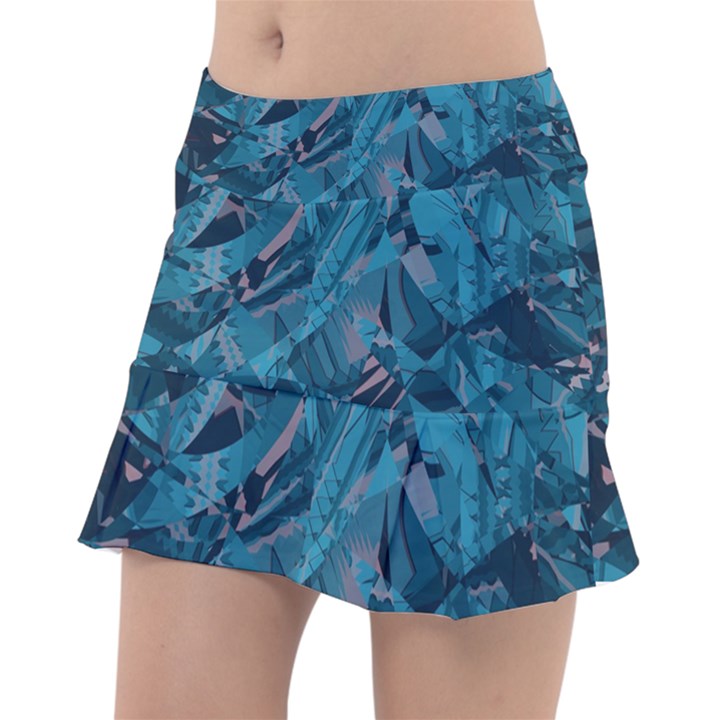 Boho Cerulean Blue Mosaic Tennis Skorts