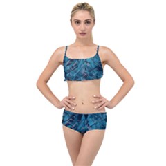 Boho Cerulean Blue Mosaic Layered Top Bikini Set by SpinnyChairDesigns