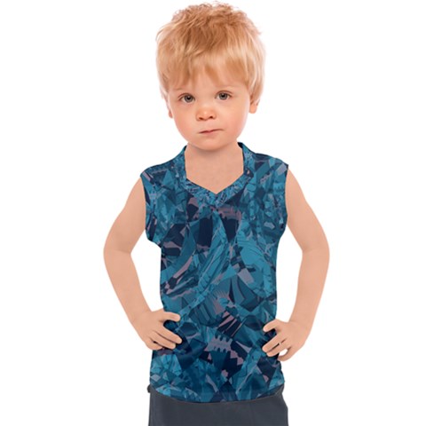 Boho Cerulean Blue Mosaic Kids  Sport Tank Top by SpinnyChairDesigns