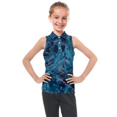 Boho Cerulean Blue Mosaic Kids  Sleeveless Polo Tee