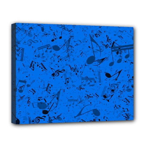 Cornflower Blue Music Notes Canvas 14  X 11  (stretched) by SpinnyChairDesigns