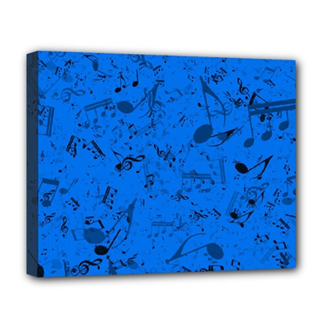 Cornflower Blue Music Notes Deluxe Canvas 20  X 16  (stretched) by SpinnyChairDesigns