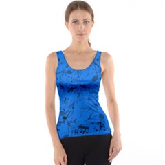 Cornflower Blue Music Notes Tank Top by SpinnyChairDesigns