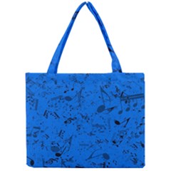 Cornflower Blue Music Notes Mini Tote Bag by SpinnyChairDesigns