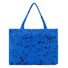 Cornflower Blue Music Notes Medium Tote Bag by SpinnyChairDesigns