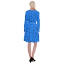 Cornflower Blue Music Notes Long Sleeve Velvet Front Wrap Dress View2