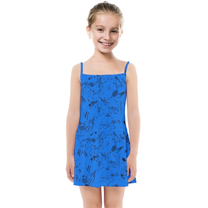 Cornflower Blue Music Notes Kids  Summer Sun Dress