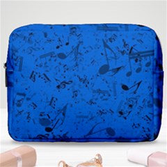 Cornflower Blue Music Notes Make Up Pouch (large) by SpinnyChairDesigns