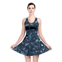 Prussian Blue Music Notes Reversible Skater Dress by SpinnyChairDesigns