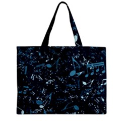 Prussian Blue Music Notes Zipper Mini Tote Bag by SpinnyChairDesigns