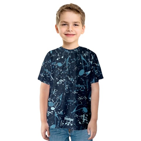 Prussian Blue Music Notes Kids  Sport Mesh Tee by SpinnyChairDesigns