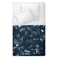 Prussian Blue Music Notes Duvet Cover (single Size) by SpinnyChairDesigns