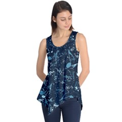 Prussian Blue Music Notes Sleeveless Tunic by SpinnyChairDesigns