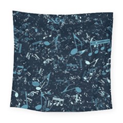 Prussian Blue Music Notes Square Tapestry (large) by SpinnyChairDesigns