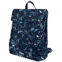 Prussian Blue Music Notes Flap Top Backpack by SpinnyChairDesigns