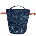 Prussian Blue Music Notes Drawstring Bucket Bag View2