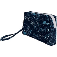 Prussian Blue Music Notes Wristlet Pouch Bag (small) by SpinnyChairDesigns